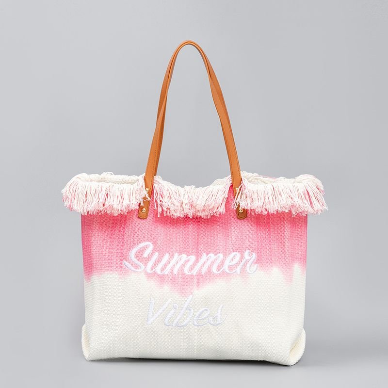 Holiday Bohemian Casual Letter Embroidered Canvas Tote Bag