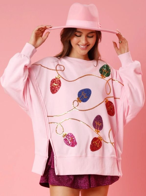 Women Casual Loose Sequin Long Sleeve Sweatshirt
